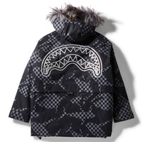 Shark Camo Fur Hood Jacket Black  910sg9543