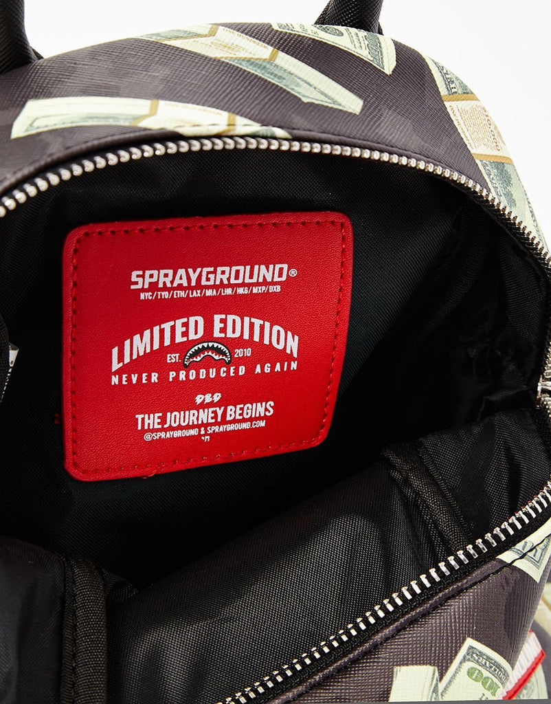 Sprayground Backpack MONEY ON BLACK LEOPARD PRINT MINI Black