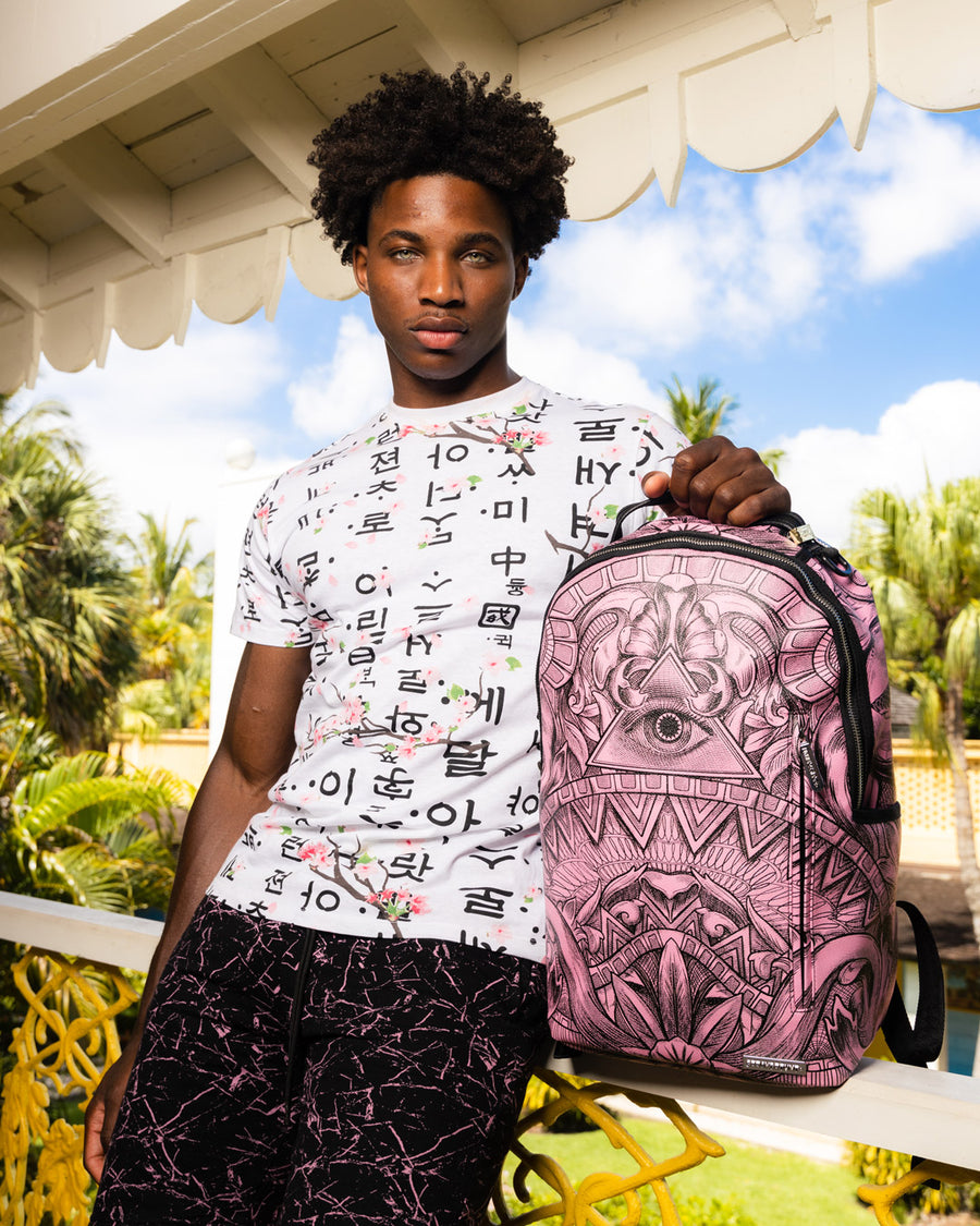Sprayground Pink Money Rolled DLX Backpack ($46) ❤ liked on
