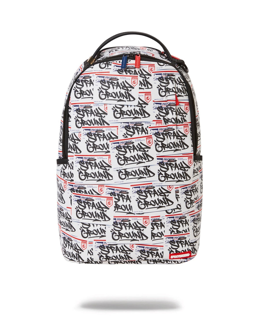 Sprayground Backpack HELLO MY NAME IS STICKERS  White