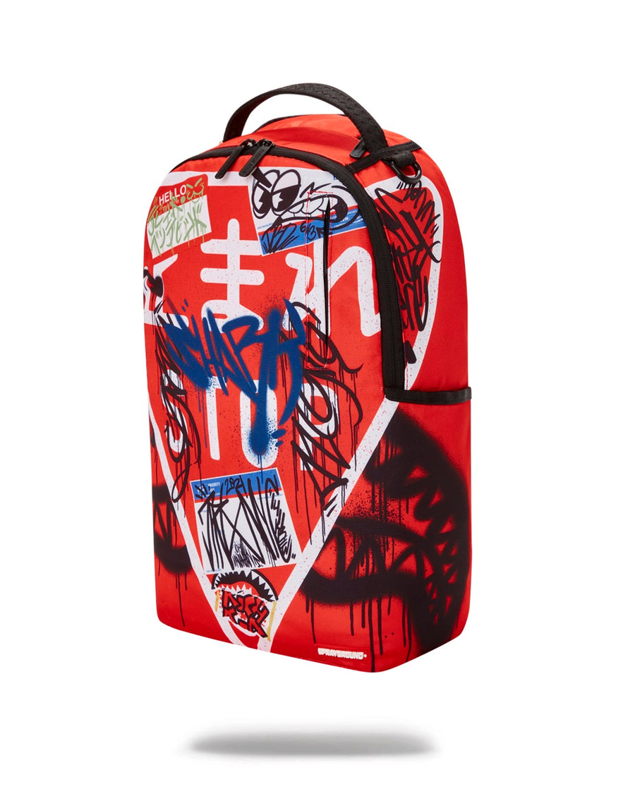 Sprayground Backpack TRASH JAPANESE STOP SIGN  Red
