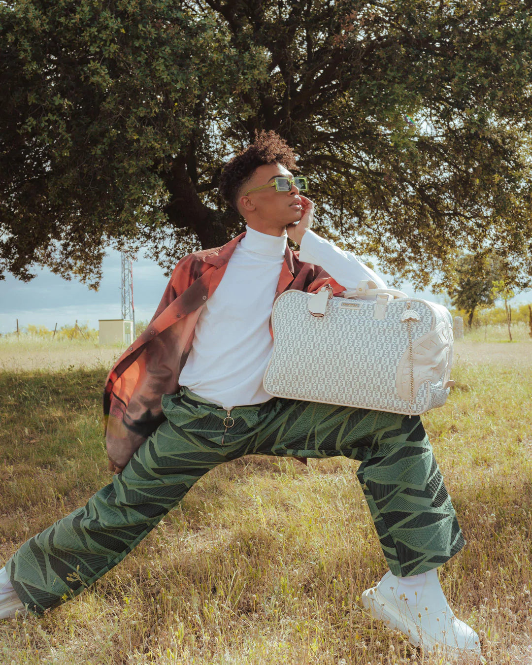 Rose Money Checkered Duffle