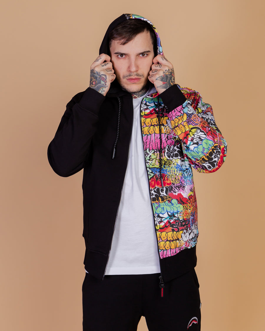 Felpa con cappuccio Sprayground HALF GRAFF HOODIE Nero