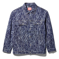 Printed Button Front Denim Jkt