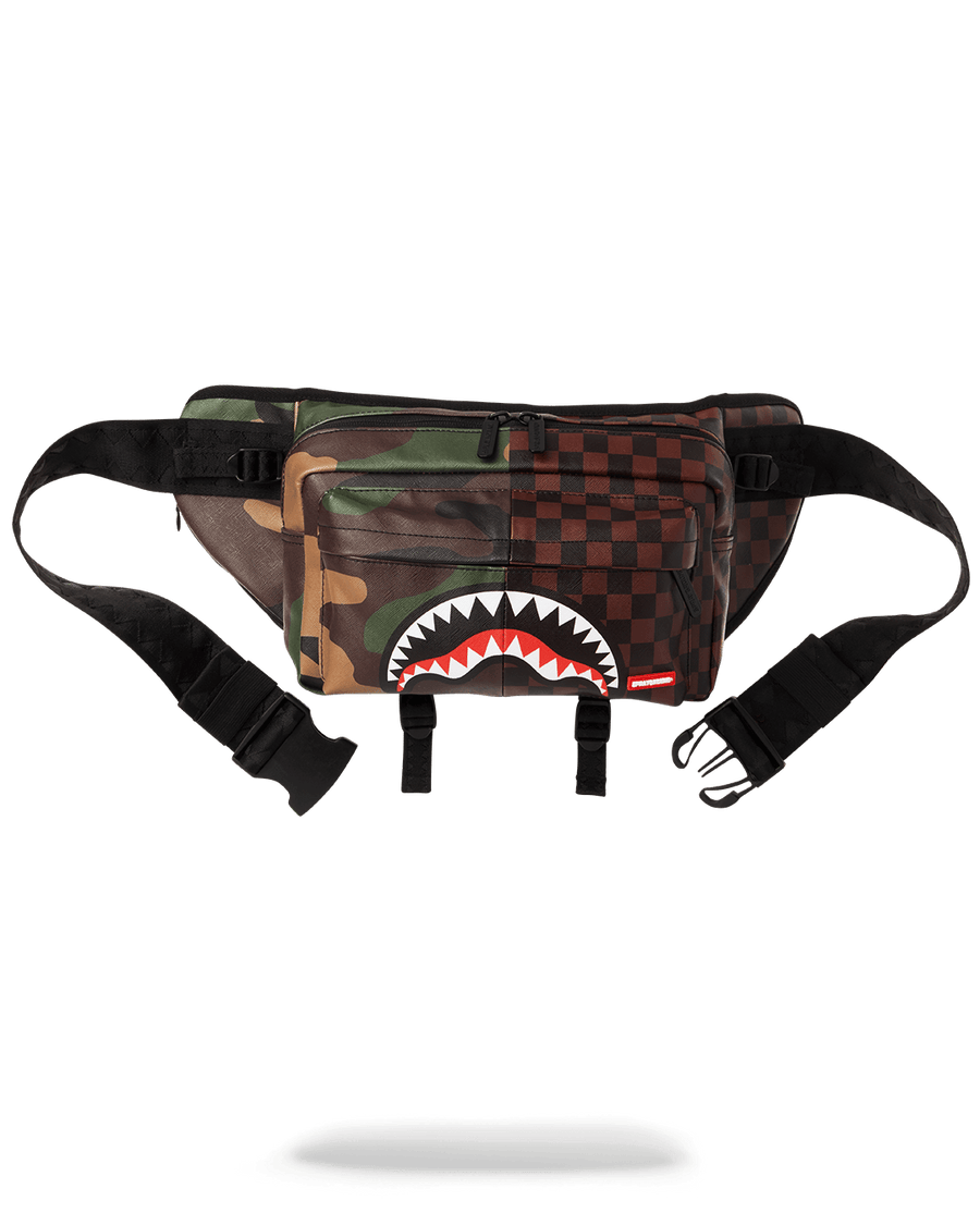 Riñonera Sprayground CHECKERED CAMO SPLIT DOUBLESIDE CROSSBODY Marrón