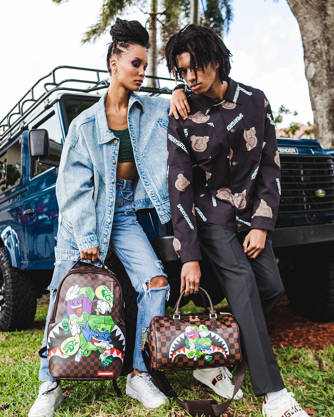 Borsa Sprayground MONEY CHASER MINI DUFFLE Marrone