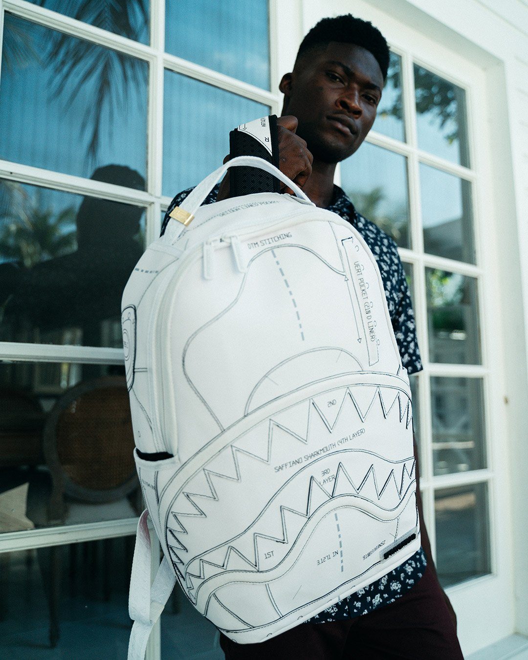 Zaino Sprayground TECHNICAL CUT SEW SHARK Bianco