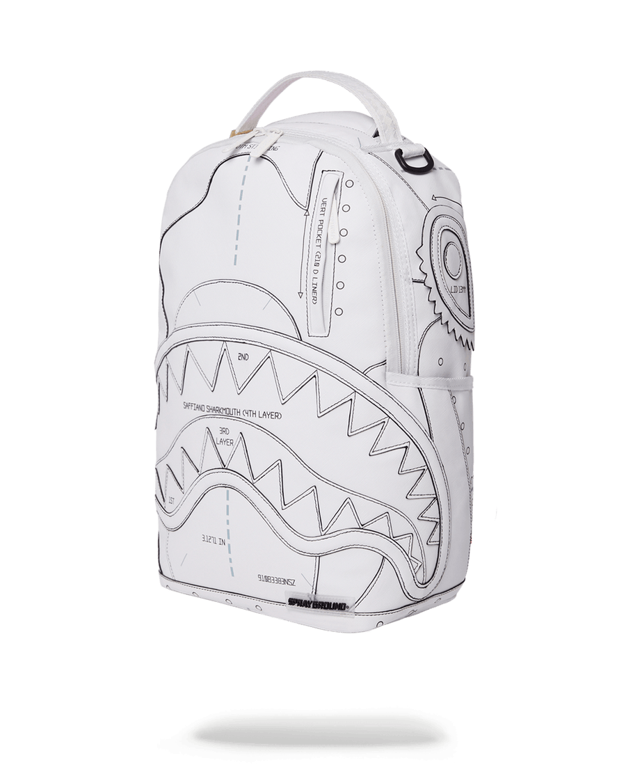 Sprayground Backpack TECHNICAL CUT SEW SHARK White