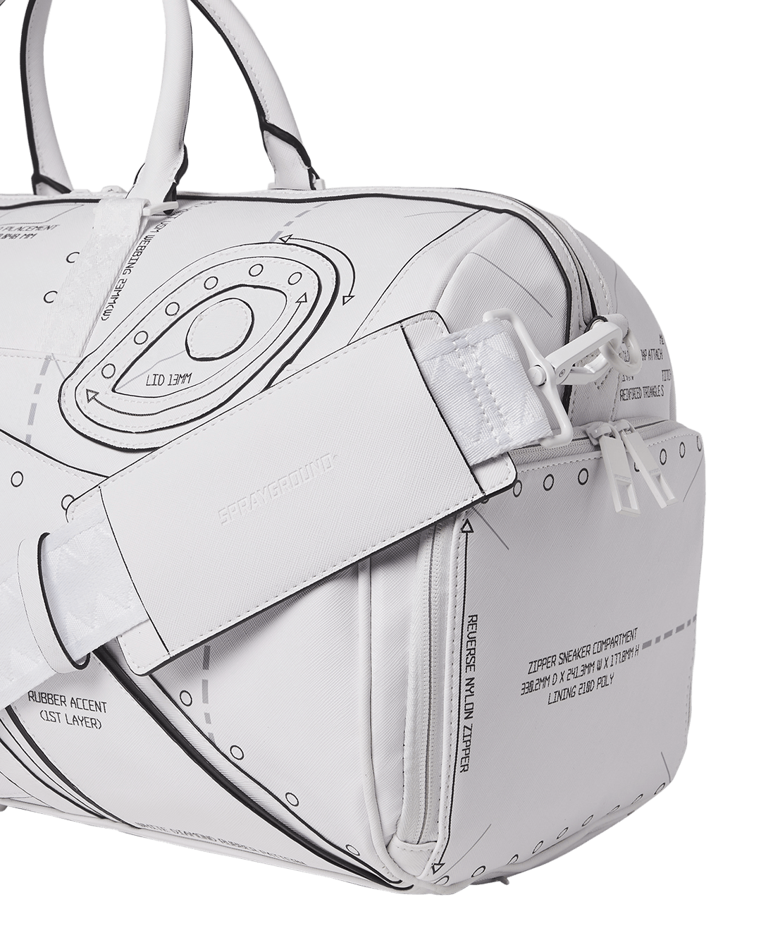 Borsa Sprayground TECHNICAL CUT SEW DUFFLE Bianco